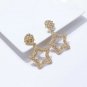 Modern Gold Star Abstract Geometric Design Metal Post Dangle Earrings Trend 2.25