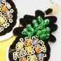 Yellow Colorful Beaded Pineapple Fun Fashion Stylish Trendy Fan Dangle Earrings