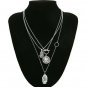 Silver Face Head MultiLayered Coin Necklace Pendant Chain Jewelry Trendy Style