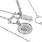 Silver Face Head MultiLayered Coin Necklace Pendant Chain Jewelry Trendy Style