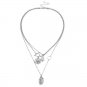Silver Face Head MultiLayered Coin Necklace Pendant Chain Jewelry Trendy Style