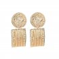 Chic Gold Geometric Shaped Bold Round 3D Patterned Stripe Drop Dangle Earrings