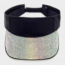 Black Abalone Rhinestone Crystal Summer Visor Hat Bling Fashion Statement Style