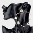 Gold Crystal Heart Geometric Fashion Stylish Trendy Bling Open Big Hoop Earrings