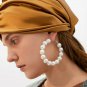 Big Silver White Multi Beaded Pearl Hoop Earrings Design Fashion Jewelry Trendy