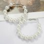 Big Silver White Multi Beaded Pearl Hoop Earrings Design Fashion Jewelry Trendy