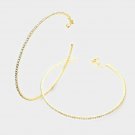 Crystal Gold Hoop Clip On Earrings Casual Design Fashion Jewelry Womens 4" Large
