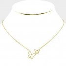 Gold Butterfly Necklace Double Pendant Chain Statement Charm Fashion Jewelry