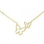 Gold Butterfly Necklace Double Pendant Chain Statement Charm Fashion Jewelry