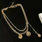 Gold Smiley Face Head MultiLayered Necklace Pendant Chain Jewelry Trendy Style