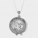 Long Silver Hands Necklace Round Magnifying Glass Pendant Chain Jewelry Trendy