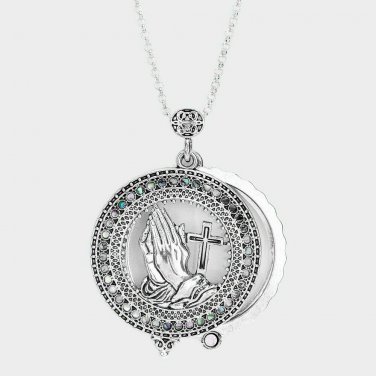 Long Silver Hands Necklace Round Magnifying Glass Pendant Chain Jewelry Trendy