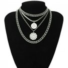 Silver MultiLayered Coin Choker Necklace Pendant Chain Jewelry Cute Trendy Style