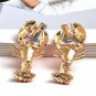 Red Lobster Shaped Rhinestone Crystal 2 Inch Geometric Cute Drop Dangle Earrings