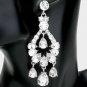 Silver Crystal Teardrop Tassel Rhinestone Stylish Fringe Trendy Dangle Earrings