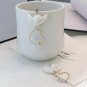 Gold Pearl White Cupid Angel Pendant Fashion Cute Trendy Dangle Drop Earrings