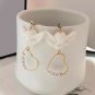 Gold Pearl White Cupid Angel Pendant Fashion Cute Trendy Dangle Drop Earrings