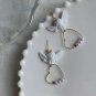 Gold Pearl White Cupid Angel Pendant Fashion Cute Trendy Dangle Drop Earrings