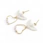Gold Pearl White Cupid Angel Pendant Fashion Cute Trendy Dangle Drop Earrings