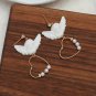 Gold Pearl White Cupid Angel Pendant Fashion Cute Trendy Dangle Drop Earrings