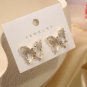 Clear Gold Butterfly Pendant Chic Fashion Jewelry Stud Earrings Cute Style Trend
