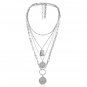 Silver Multi Layered Necklace Virgin Mary Pendant Statement Chain Jewelry Set