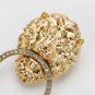Gold Rhinestone Lion Head Pendant Doorknocker Fashion Jewelry Dangle Earrings