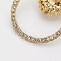 Gold Rhinestone Lion Head Pendant Doorknocker Fashion Jewelry Dangle Earrings