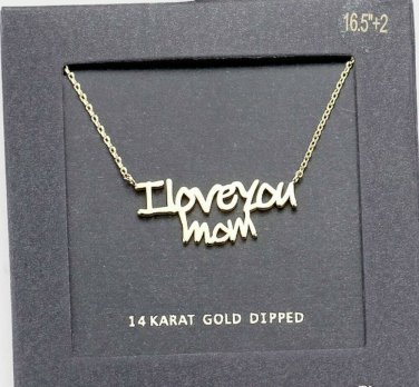 Gold I LOVE YOU MOM Pendant Style Statement Chain Word Necklace Fashion Jewelry
