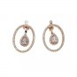 Gold Cubic Zirconia Oval Shaped Water Drop 1 Inch Modern Crystal Stud Earrings