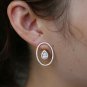 Gold Cubic Zirconia Oval Shaped Water Drop 1 Inch Modern Crystal Stud Earrings