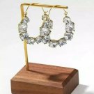 Gold Geometric Crystal Fashion Stylish Trendy Drop Bling Hoop Earrings Jewelry