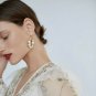 Gold Geometric Crystal Fashion Stylish Trendy Drop Bling Hoop Earrings Jewelry