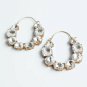 Gold Geometric Crystal Fashion Stylish Trendy Drop Bling Hoop Earrings Jewelry