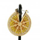 Yellow Gold Lemon Geometric Crystal Fashion Stylish Trendy Bling Hoop Earrings