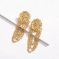 Gold Lionhead Pendant Chain Charm Fun Fashion Stylish Trend Dangle Drop Earrings