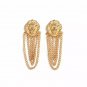 Gold Lionhead Pendant Chain Charm Fun Fashion Stylish Trend Dangle Drop Earrings
