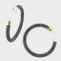 Jet Black Gold Rhinestone Fun Fashion Stylish Trendy Bling Crystal Hoop Earrings
