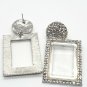 Big Silver Clear Transparent Rhinestone Stylish Rectangle Trendy Dangle Earrings