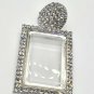 Big Silver Clear Transparent Rhinestone Stylish Rectangle Trendy Dangle Earrings