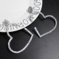 Silver Leaning Heart Shaped Fun Fashion Trendy Modern Rhinestone Hoop Earrings