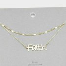 Gold FAITH Worded Pendant Necklace Charm Style Chain Cute Fun Fashion Jewelry