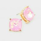 Pink Gold Square Fun Fashion Stylish Cute Trendy Fashion Jewelry Stud Earrings