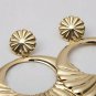 Gold Textured Fun Fashion Stylish Trendy Jewelry Geometric Dangle Hoop Earrings