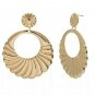 Gold Textured Fun Fashion Stylish Trendy Jewelry Geometric Dangle Hoop Earrings