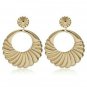 Gold Textured Fun Fashion Stylish Trendy Jewelry Geometric Dangle Hoop Earrings