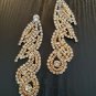 Gold Long Swirl Shape Big Jeweled Crystal Shiny 4.25 Inch Drop Dangle Earrings