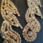 Gold Long Swirl Shape Big Jeweled Crystal Shiny 4.25 Inch Drop Dangle Earrings