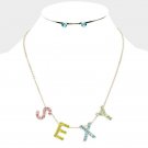 Gold SEXY Pendant MultiColored Statement Chain Word Necklace Fashion Jewelry Set