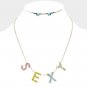 Gold SEXY Pendant MultiColored Statement Chain Word Necklace Fashion Jewelry Set